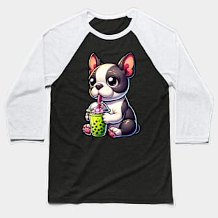 Boston Terrier Boba Baseball T-Shirt